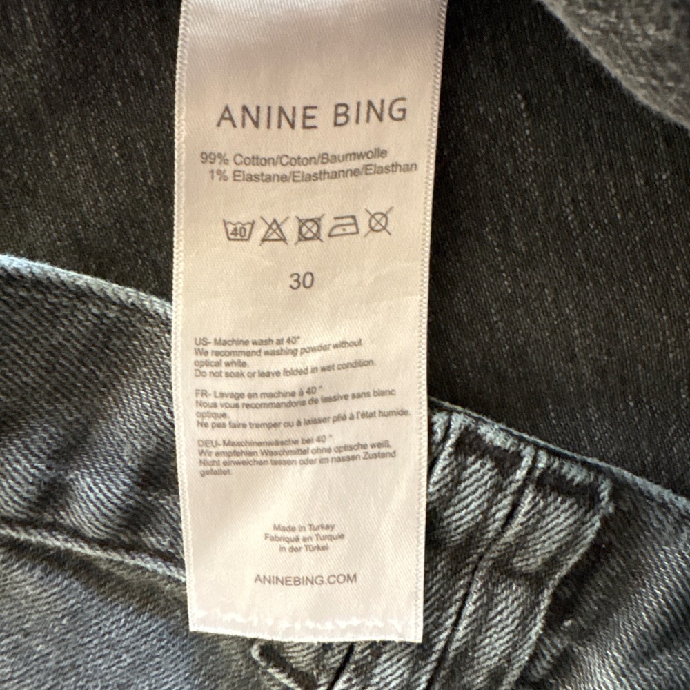 Anine Bing Jeans Womens 30x27 Charcoal Gray High Rise Straight Leg Raw Hem Denim - Picture 4 of 8